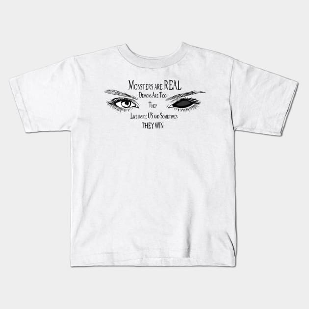 Supernatural Demon Eyes Kids T-Shirt by mightbelucifer